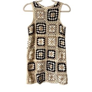 House of Harlow 1960 Crochet Dress‎ Sleeveless Granny Square XS Boho Festival
